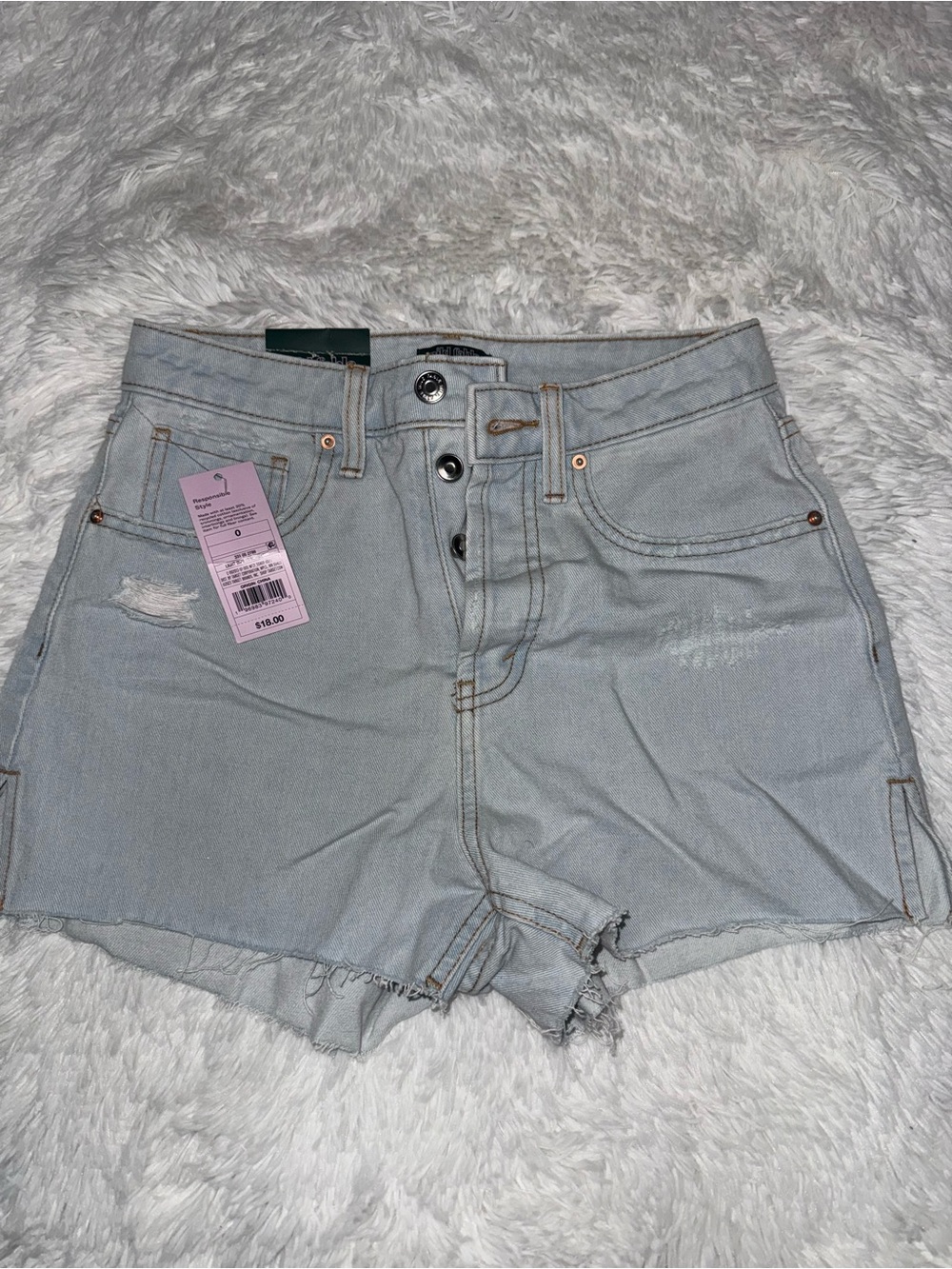 wild fable Light Wash High-Rise Button-Fly Denim Shorts